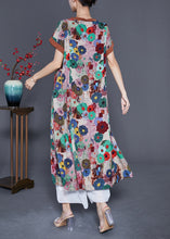 Load image into Gallery viewer, Khaki Print Cotton Long Dress O-Neck Summer