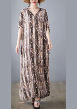 Load image into Gallery viewer, Khaki Print Linen Dresses Caftan Oversized Summer