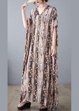 Load image into Gallery viewer, Khaki Print Linen Dresses Caftan Oversized Summer