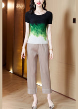 Load image into Gallery viewer, Khaki Silk Crop Pants Oversized Wrinkled Spring