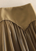 Load image into Gallery viewer, Khaki Tulle Skirt High Waist Asymmetrical Design Spring