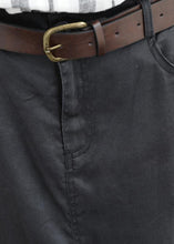 Load image into Gallery viewer, Khaki ramie mid-length skirt with elastic waist