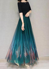 Load image into Gallery viewer, Light Green Gradient Color Print Tulle Skirt Wrinkled Spring