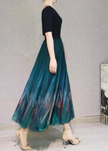 Load image into Gallery viewer, Light Green Gradient Color Print Tulle Skirt Wrinkled Spring