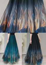 Load image into Gallery viewer, Light Green Gradient Color Print Tulle Skirt Wrinkled Spring