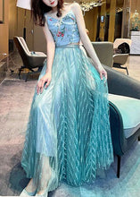 Load image into Gallery viewer, Light Green Tasseled Tulle Skirts Wrinkled Exra Large Hem Spring