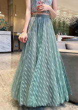 Load image into Gallery viewer, Light Green Tasseled Tulle Skirts Wrinkled Exra Large Hem Spring