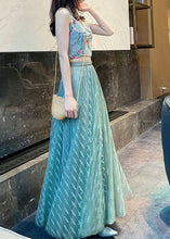 Load image into Gallery viewer, Light Green Tasseled Tulle Skirts Wrinkled Exra Large Hem Spring