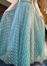 Load image into Gallery viewer, Light Green Tasseled Tulle Skirts Wrinkled Exra Large Hem Spring