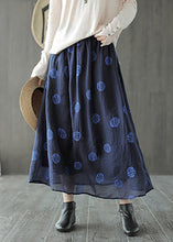 Load image into Gallery viewer, Linen Navy Blue Female Dots Skirt