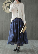 Load image into Gallery viewer, Linen Navy Blue Female Dots Skirt