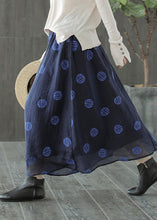 Load image into Gallery viewer, Linen Navy Blue Female Dots Skirt
