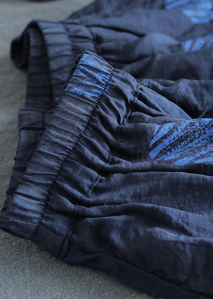 Linen Navy Blue Female Dots Skirt