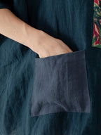 Women Ethnic Patch Spliced Pocket V-neck Loose Shirt