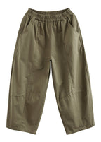 Loose Army Green Oversized Patchwork Cotton Harem Pants Summer