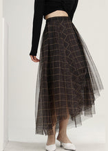 Load image into Gallery viewer, Loose Asymmetrical Plaid Tulle a line skirts Spring