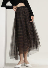 Load image into Gallery viewer, Loose Asymmetrical Plaid Tulle a line skirts Spring