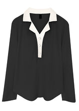 Load image into Gallery viewer, Loose Black Peter Pan CollarTops And Apricot Pants Cotton Two Pieces Set Fall