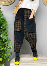 Load image into Gallery viewer, Loose Black Pockets Plaid denim Pants Spring