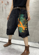 Load image into Gallery viewer, Loose Black Print High Waist Denim Ripped Shorts Summer