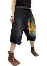 Load image into Gallery viewer, Loose Black Print High Waist Denim Ripped Shorts Summer