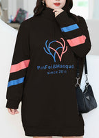 Loose Black Stand Collar Zip Up Patchwork Cotton Sweatshirt Tops Fall