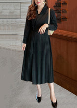 Load image into Gallery viewer, Loose Black Wrinkled Lace Up Patchwork Spandex Two Piece Set  Fall