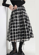 Load image into Gallery viewer, Loose Black Zip Up Plaid Tulle Skirts Spring