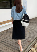 Load image into Gallery viewer, Loose Blue Button Denim Coat And Black Dress Two Piece Suit Fall