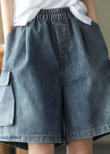 Load image into Gallery viewer, Loose Blue Elastic Waist Wide Leg Summer Denim hot Pants