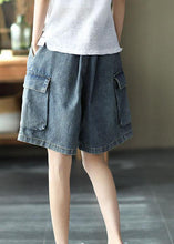 Load image into Gallery viewer, Loose Blue Elastic Waist Wide Leg Summer Denim hot Pants