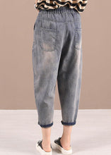 Load image into Gallery viewer, Loose Blue Grey Patchwork Embroideried Pants denim