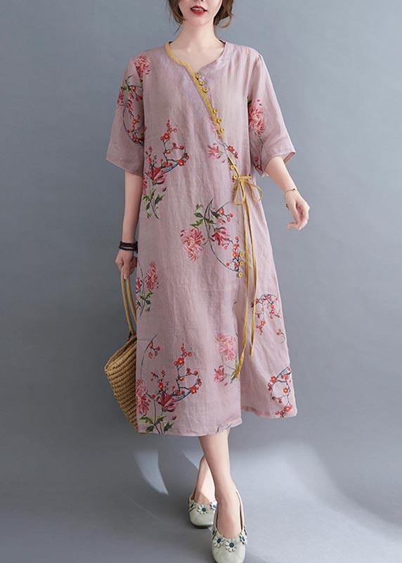 Loose Green Print Button Maxi Summer Chiffon Dress