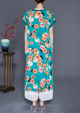 Load image into Gallery viewer, Loose Green V Neck Print Cotton Maxi Dress Summer