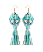 Loose Light Green Cotton Thread Rice Ball Tassel Carp Drop Earrings