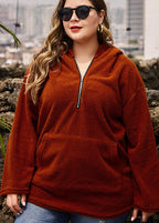 Loose Mulberry Patchwork Zip Up Faux Fur Hooded Coats Fall