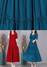 Load image into Gallery viewer, Loose Pink Drawstring Patchwork Ruffled Cotton Pleated Dresses Short Sleeve
