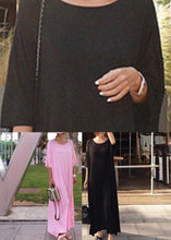 Load image into Gallery viewer, Loose Pink O-Neck Cotton Long Dress Short Sleeve