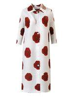 Loose Pink Peter Pan Collar Print Button Shirt Dresses Long Sleeve