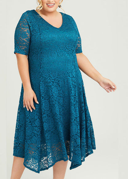 Loose Purple O-Neck Hollow Out Lace Maxi Dress Summer