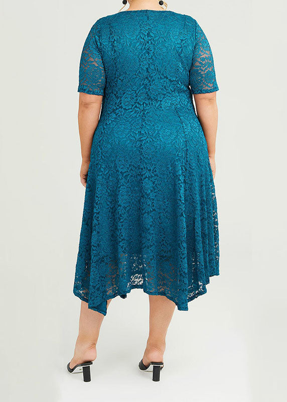 Loose Purple O-Neck Hollow Out Lace Maxi Dress Summer