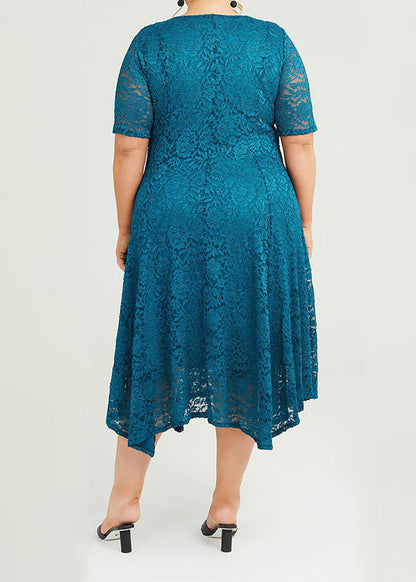 Loose Purple O-Neck Hollow Out Lace Maxi Dress Summer