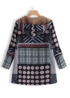 Loose Red Hooded Dot Print Patchwork Warm Fleece Coat Fall