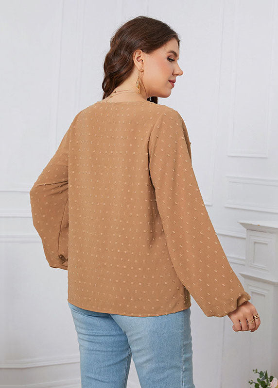 Loose Yellow Ruffled Lace Up Patchwork Chiffon Tops Long Sleeve