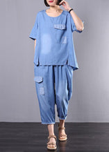 Load image into Gallery viewer, Loose cotton clothes For Women Korea Casual Blue Denim Two Piece Suit