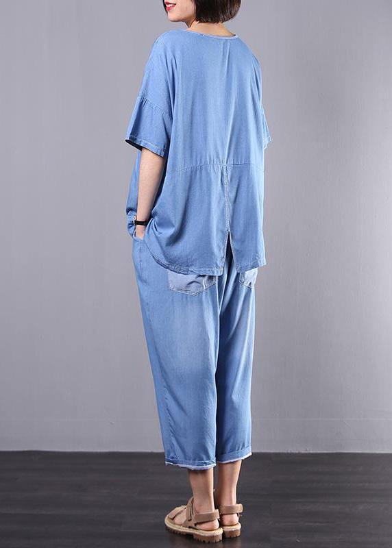 Loose cotton clothes For Women Korea Casual Blue Denim Two Piece Suit