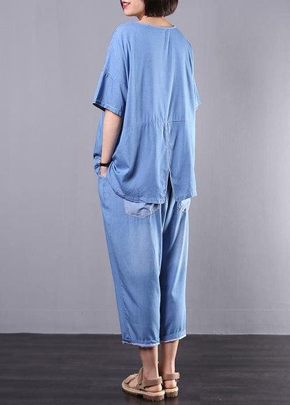 Loose cotton clothes For Women Korea Casual Blue Denim Two Piece Suit