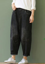Load image into Gallery viewer, Loose retro washed white casual stitching denim cropped pants