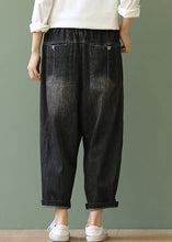 Load image into Gallery viewer, Loose retro washed white casual stitching denim cropped pants