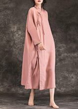 Load image into Gallery viewer, Loose stand collar long sleeve cotton quilting clothes Photography pink loose Dresses spring